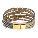 Bohemia Leather Bracelets for Women - Metal Beads Charm Bracelets