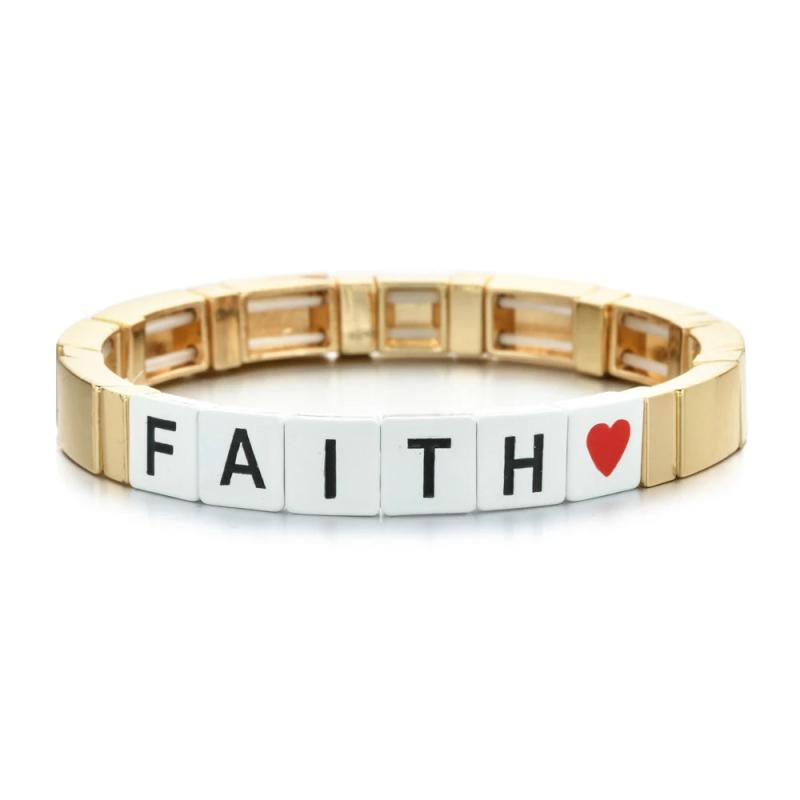 Hot Tile Bracelet Charms Love Heart Women Kids Jewelry Engraved Letter Bracelet