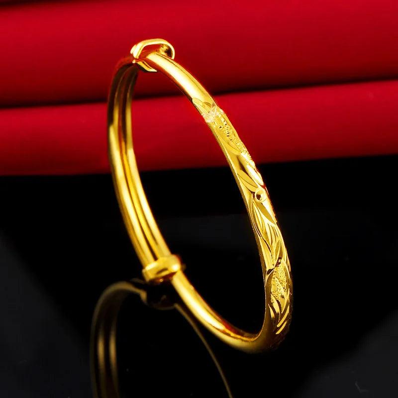 Dragon & Phoenix Girl's Bangle Bracelet, Adjustable Kids Bracelet