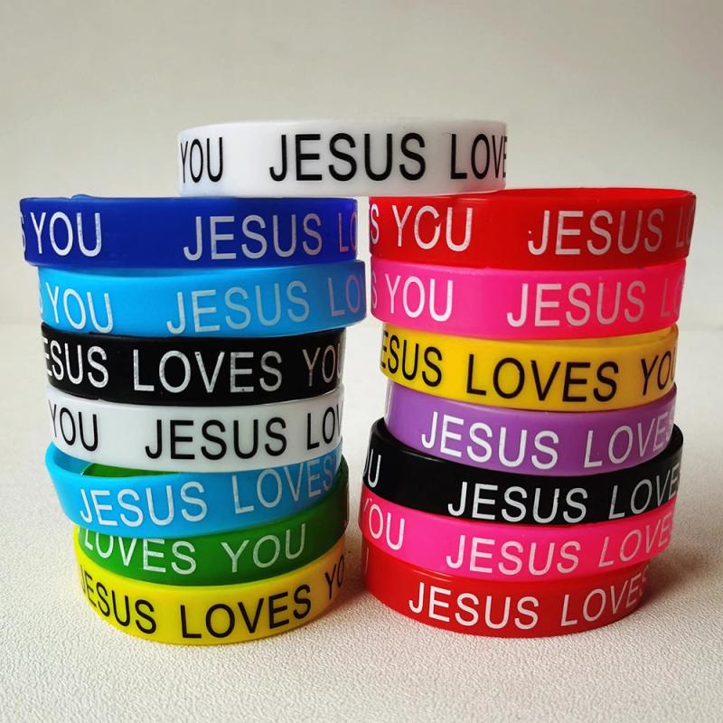 20PCS Jesus Wristband Silicone Bracelets Religious Rubber Band