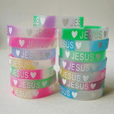 20PCS Jesus Wristband Silicone Bracelets Religious Rubber Band