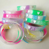 20PCS Jesus Wristband Silicone Bracelets Religious Rubber Band