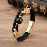 Punk Dragon Shape Leather Bracelet with Magnetic Clasp