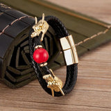 Punk Dragon Shape Leather Bracelet with Magnetic Clasp