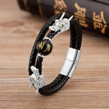 Punk Dragon Shape Leather Bracelet with Magnetic Clasp
