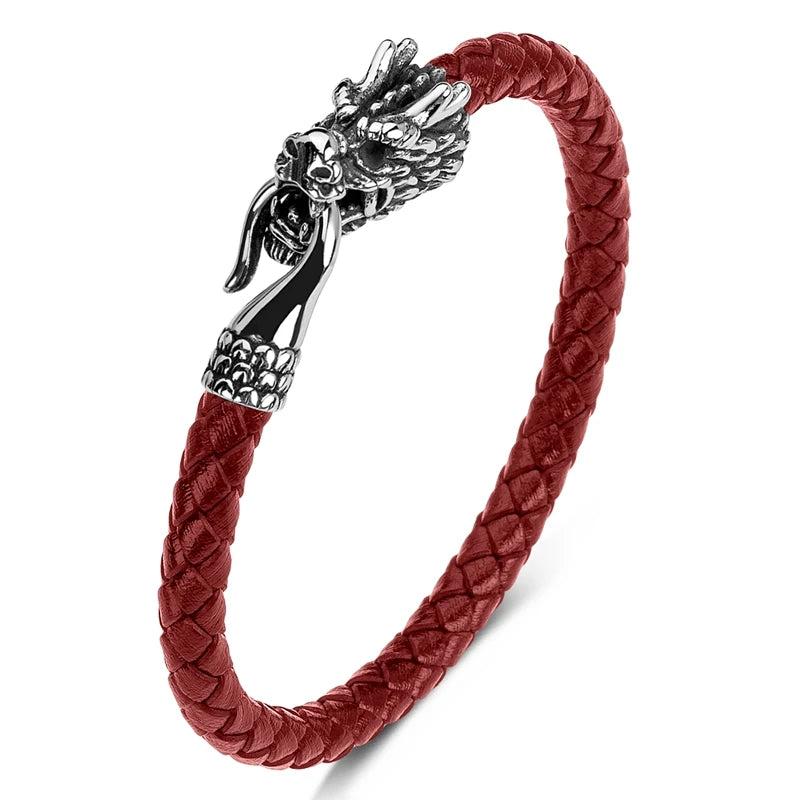Dragon Head Bracelet Men Leather Wristband Gift