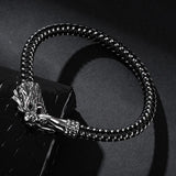 Dragon Head Bracelet Men Leather Wristband Gift