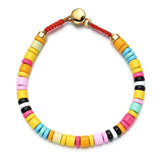 Multicolor Enamel Tile Bracelet Elastic Rainbow Stackable Tile Beads Bracelet