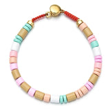 Multicolor Enamel Tile Bracelet Elastic Rainbow Stackable Tile Beads Bracelet