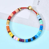 Multicolor Enamel Tile Bracelet Elastic Rainbow Stackable Tile Beads Bracelet