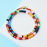 Multicolor Enamel Tile Bracelet Elastic Rainbow Stackable Tile Beads Bracelet