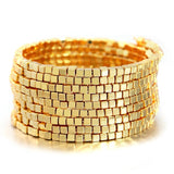 Metal Bead Multilayer Wrap Bracelet Punk Chain Wide Statement Jewelry