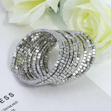 Metal Bead Multilayer Wrap Bracelet Punk Chain Wide Statement Jewelry