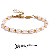 Freshwater Pearls Bracelet Bangle Women Stainless Steel Beads Jewelry