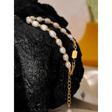 Freshwater Pearls Bracelet Bangle Women Stainless Steel Beads Jewelry