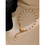 Freshwater Pearls Bracelet Bangle Women Stainless Steel Beads Jewelry