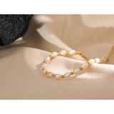 Freshwater Pearls Bracelet Bangle Women Stainless Steel Beads Jewelry