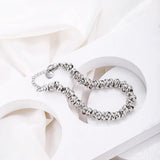 Punk Stainless Steel Beaded Chain Bracelet Gothic Bangles
