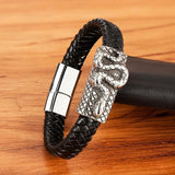 Men Leather Bracelets Skull Owl Scorpion Snake Wrap Bracelets