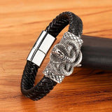 Men Leather Bracelets Skull Owl Scorpion Snake Wrap Bracelets