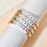 Alloy Metal Beads DIY Silver Woman Bracelet Engraved Life Cuff Ban