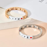 Alloy Metal Beads DIY Silver Woman Bracelet Engraved Life Cuff Ban