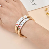 Alloy Metal Beads DIY Silver Woman Bracelet Engraved Life Cuff Ban