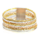 Bohemian Square Metal Beaded Bracelet Multilayer Wrap Bangles