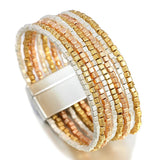 Bohemian Square Metal Beaded Bracelet Multilayer Wrap Bangles