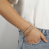 Bohemian Square Metal Beaded Bracelet Multilayer Wrap Bangles