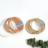 Bohemian Square Metal Beaded Bracelet Multilayer Wrap Bangles