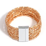 Bohemian Square Metal Beaded Bracelet Multilayer Wrap Bangles