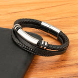 Multi-layer Leather Men's Bracelet Stainless Steel Magnet Accessories