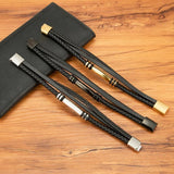 Multi-layer Leather Men's Bracelet Stainless Steel Magnet Accessories