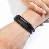 Multi-layer Leather Men's Bracelet Stainless Steel Magnet Accessories