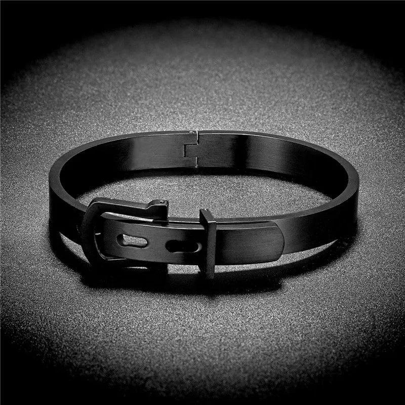 Titanium Steel Belt Buckle Silver Bracelet Men Women Jewelry