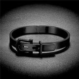 Titanium Steel Belt Buckle Silver Bracelet Men Women Jewelry