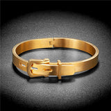 Titanium Steel Belt Buckle Silver Bracelet Men Women Jewelry