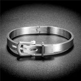 Titanium Steel Belt Buckle Silver Bracelet Men Women Jewelry