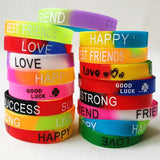 20PCS Letter Print Silicone Bracelet Love Friendship Wristband