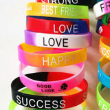 20PCS Letter Print Silicone Bracelet Love Friendship Wristband