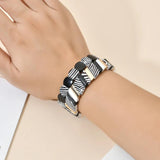 Boho Texture Enamel Tile Bracelet Bangle Jewelry