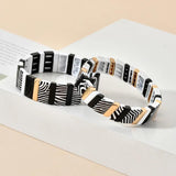 Boho Texture Enamel Tile Bracelet Bangle Jewelry