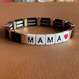 Mama Punk Rainbow Bracelet Stretch Cuff Enamel Jewelry