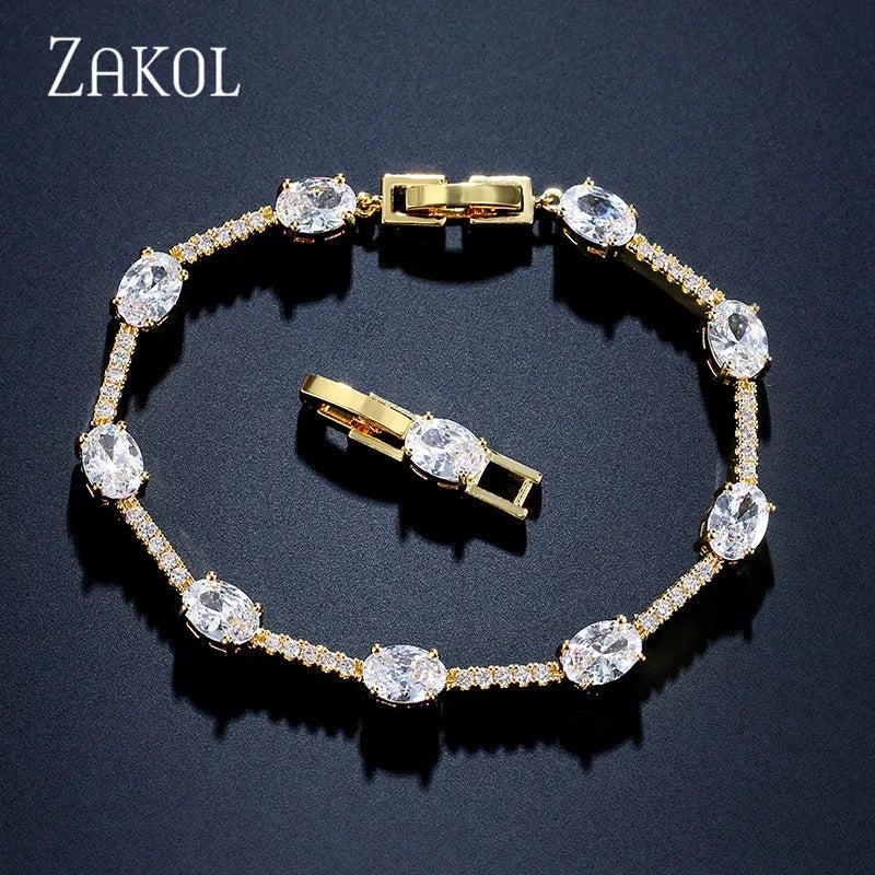 Oval CZ Charm Tennis Bracelet for Women BP2144
