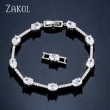 Oval CZ Charm Tennis Bracelet for Women BP2144