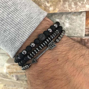 2Pcs/Lot CZ Crown Tube Bracelets Sets Men Women Beaded Bracelet