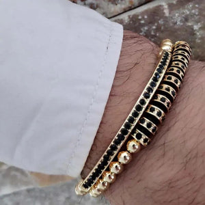 2Pcs/Lot CZ Crown Tube Bracelets Sets Men Women Beaded Bracelet