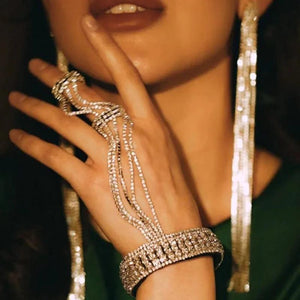 Crystal Multi-Row Finger Bracelet for Women