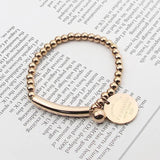 Elastic Rope Beads Charm Bracelet Titanium Steel Jewelry